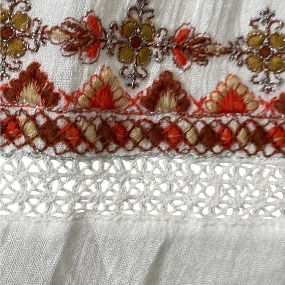 FREE PEOPLE Size M White Embroidered Sunrise Wanderer Mini Dress Summer - Picture 5 of 7